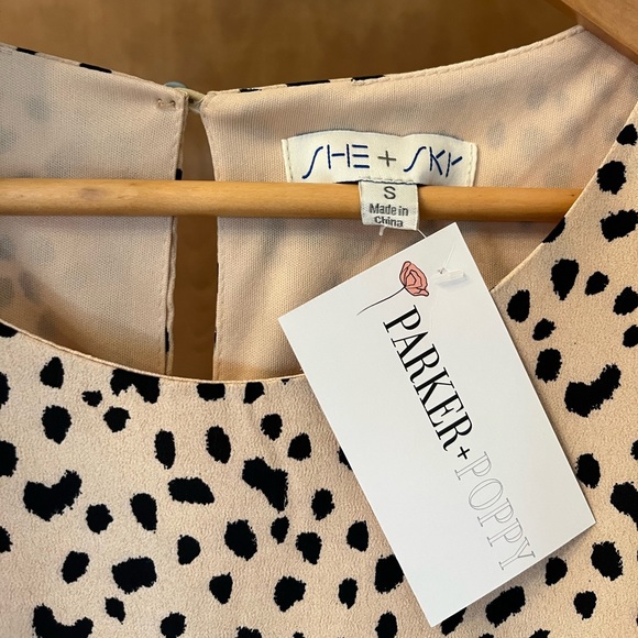 She and Sky leopard print dress size small short sleeves - Picture 3 of 5